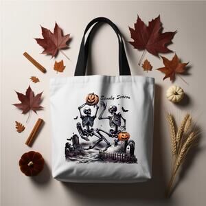 Spooky Season Halloween Skeleton Tote Bag